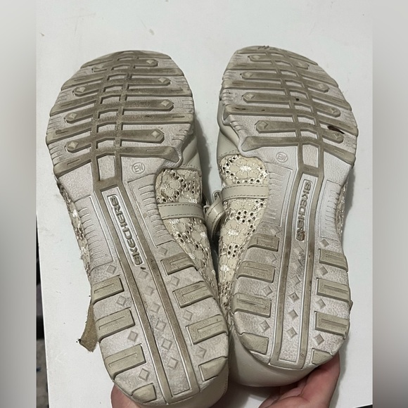 Skechers Active Bikers Luxe Off White Lace Z Strap Mary Jane Shoes Women's 9.5 - Picture 5 of 16